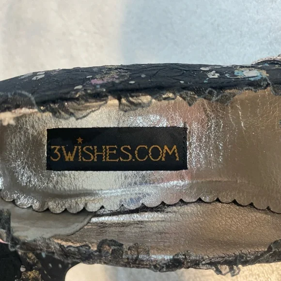 3 Wishes black floral Victorian Heels - Size 7 - Picture 4 of 6